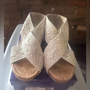 Madden Girl Crochet Cream Wedges